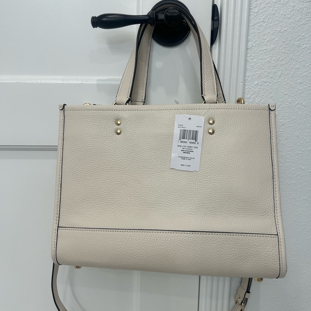 NWT Coach Dempsey Carryall Leather 2 Way Bag in Chalk - Picture 2 of 12